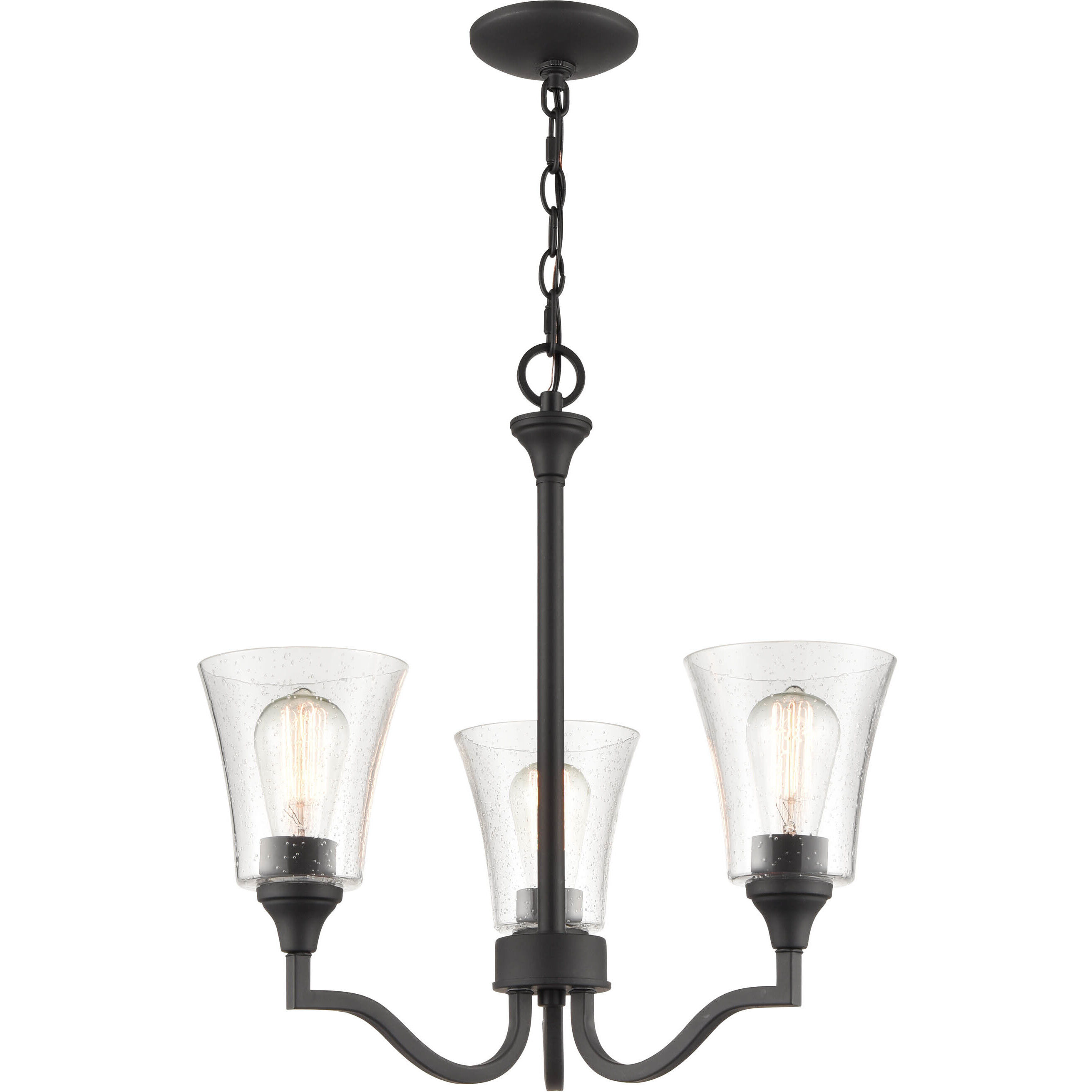 Caily 3 Light 21 inch Matte Black Chandelier Ceiling Light